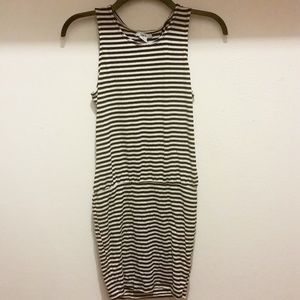 Bar III Black and White Striped Bodycon Dress
